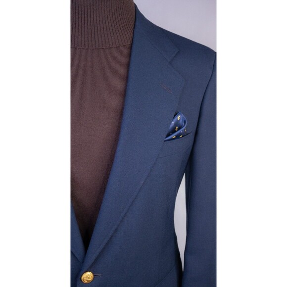 Stanley Blacker Blazer Mens Navy Blue Gold Button Suit Jacket Coat Size 40 R - Picture 4 of 14